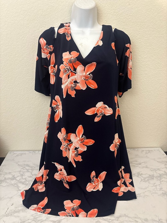 connected apparel Dresses & Skirts - Connected Apparel Womens Floral Short Cold Shoulder Sleeve Dress Sz 8P Petite